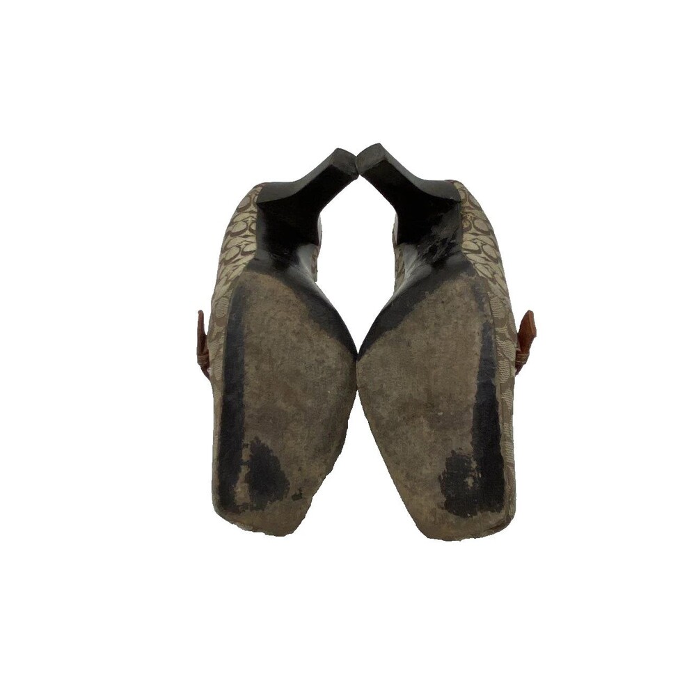 Vintage Coach Lizzie Monogram Logo Brown Tan Suede Buckle Pumps Heels Women 5.5B - Picture 4 of 8